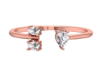 Three Stone Light Weight Band Ring 3D print model 8