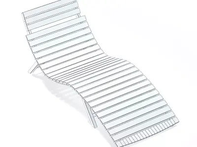 Wooden Deck Chair 3D Model 3D model