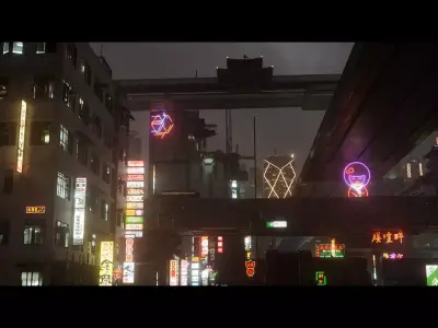 3D Cyberpunk Town City Landscape Scene 3D model