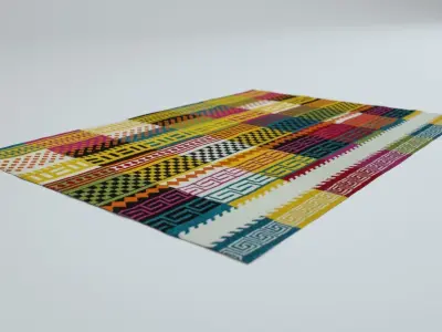 4 Colorful Rugs Low-poly 3D model