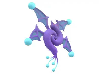 Abstract Elf Bat Character v1 001 Low-poly 3D model