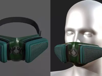 Gas mask protection futuristic technology fantasy  Low-poly 3D model