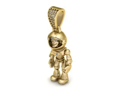 Golden AstroBot Pendant Jewelry 3D Printable Model 3D print model