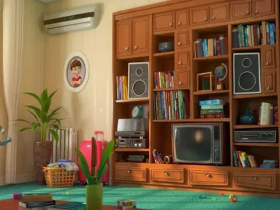 Cartoon Hall Living Room V2 3D model