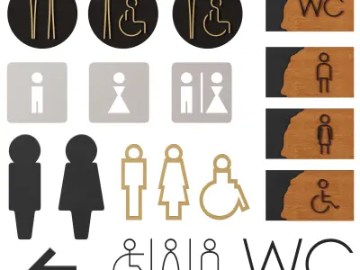 Restroom Directional Door Signs 3 3D model