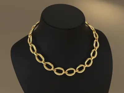 Crochet pattern Chain link Necklace light weight 3D print model