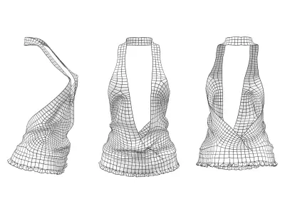 Deep Cleavage V Cut Elastic Bottom Top Low-poly 3D model