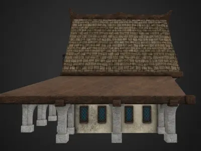 Medieval house Low-poly 3D model 33