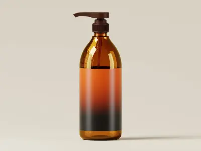 Amber Glass Pump Bottle 3D Model Low-poly 3D model