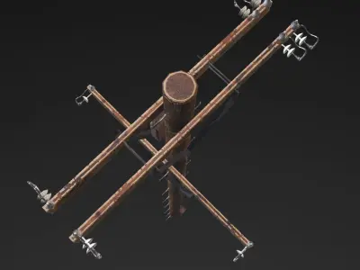 Old electricity pole Low-poly 3D model