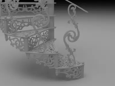 Cast Iron Staircase Free 3D model