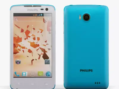 Philips Xenium W732 White Blue Low-poly 3D model