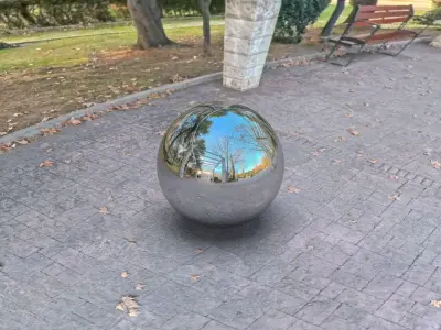 Winter Park Walkway at Sunset Low-poly 3D model