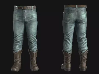 Jeans and Boots Outfit Low-poly 3D model