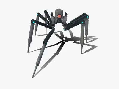 Spider bot v3 rigged and animated Low-poly 3D model