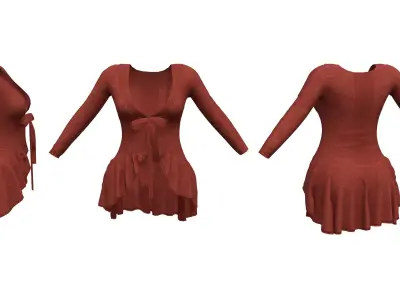Ladies Flowing Bottom Long Cardigan Sweater Low-poly 3D model