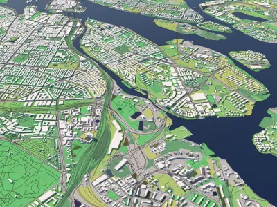 Stockholm Sweden 30x30km City Map 3D model
