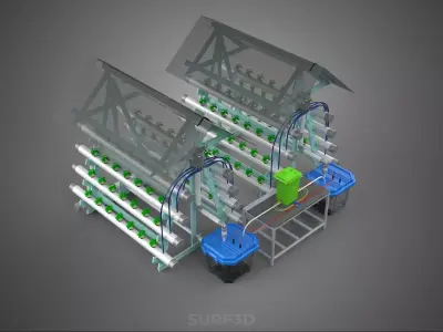 AUTO CONTROL MONITORING NUTRIENT DELIVERY HYDROPONIC PLANT FARM 3D model