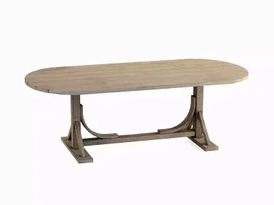 Medieval Wooden Tavern Table 02 Low-poly 3D model