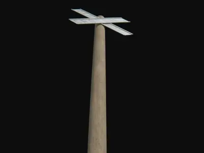 Railway-crossing roadsign Low-poly 3D model