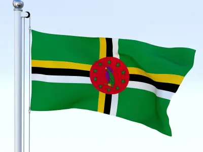 Animated Dominica Flag Low-poly 3D model
