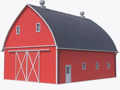 Red Farm Barn 24 PBR Low-poly 3D model