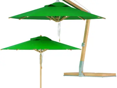 green levante bamboo umbrella from bambrella 3D model