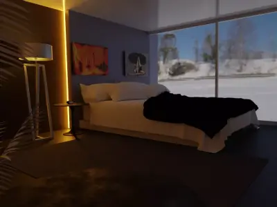 Bedroom with snow 3D model