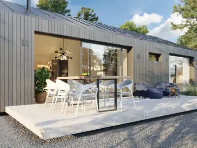 Modern Barn House 3D Exterior Rendering 3D model