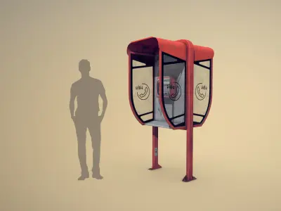NoviSad PhoneBooth double Low-poly 3D model