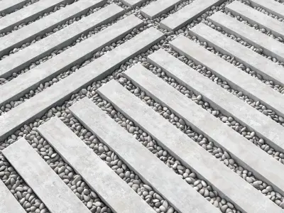 Paving long tile pebble low oval n7 3D model