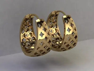 Geometric Gold Earrings  3D print model