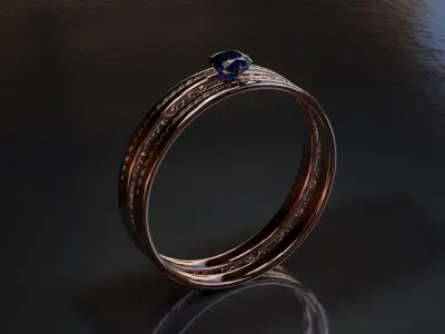 Realistic Ring With Gems 3D model