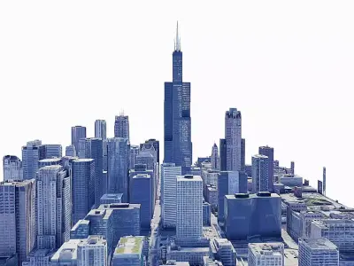 Willis Tower - building Low-poly 3D model