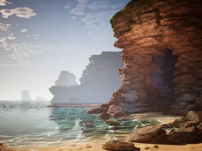 Beach Cliffs 41 Assets Low-poly 3D model