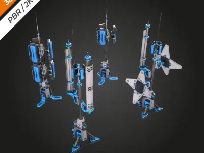 SCI-FI Antenna Low-poly 3D model