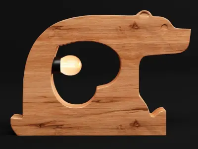 Bear wooden Love Table Lamp 3D model
