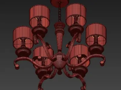 Classic light chandelier in gold with shades 3D model
