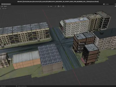 50 Realistic Buildings 3D Assets Pack For Blender Vol 1 Low-poly 3D model