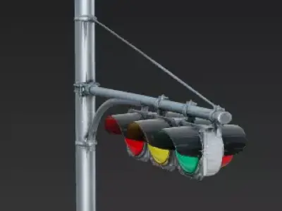 Standard Horizontal Mast-Arm Traffic Light 3D Model Low-poly 3D model