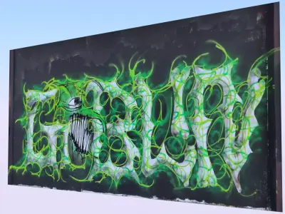 Graffiti wall XVII 3D model