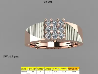 50 light weight men ring  3D print model