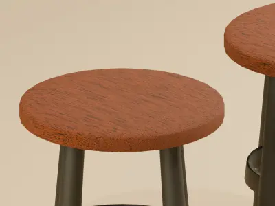Classic Round Stool Low-poly 3D model