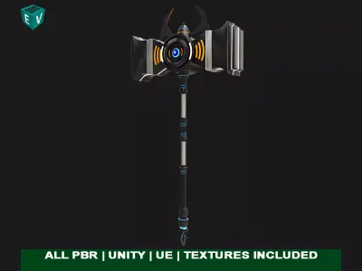 Sci Fi Battle Hammer06 All PBR Unity UE Textures Included Low-poly 3D model
