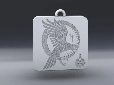 Pendant with the Assasin simbols for cnc or 3D print model