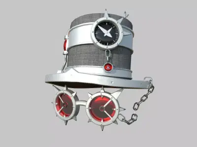 Steampunk Hat 08 Gray Steel - SciFi Character Design Low-poly 3D model
