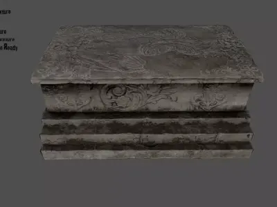 tomb 3 stone coffin Low-poly 3D model