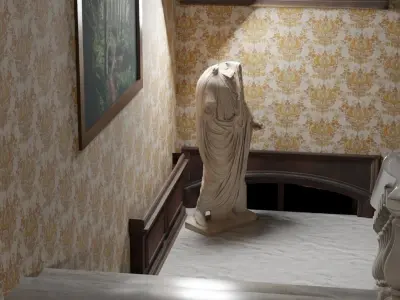 Interior of the hall with plan ArchiCAD 3D model