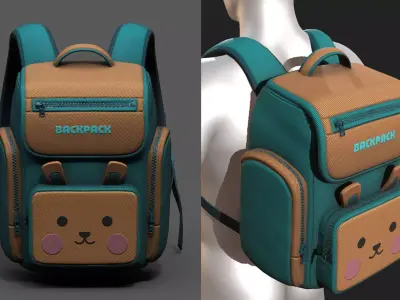 Backpack Camping bag baggage pockets product  Low-poly 3D model