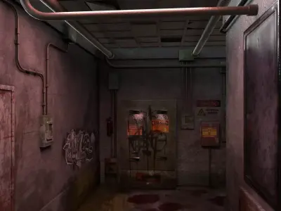 Old corridor level-1 Low-poly 3D model